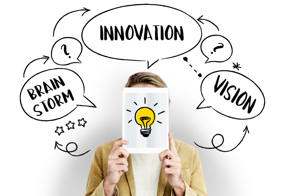 A visual metaphor for brainstorming, depicting a storm of innovative ideas and visions, emphasizing creativity and collaboration.