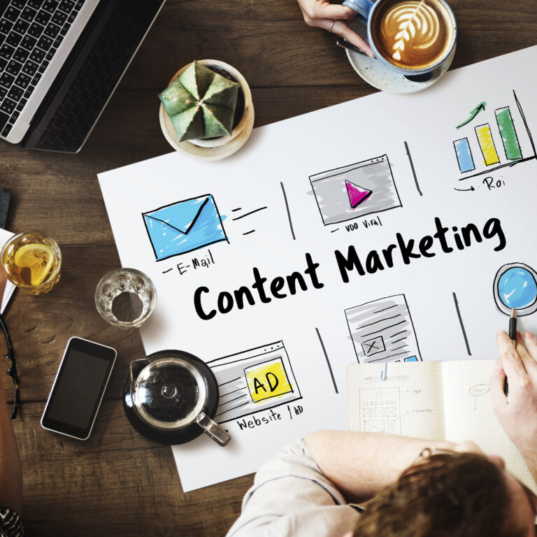 A graphic emphasizing content marketing as an effective strategy for enhancing business visibility and engagement.